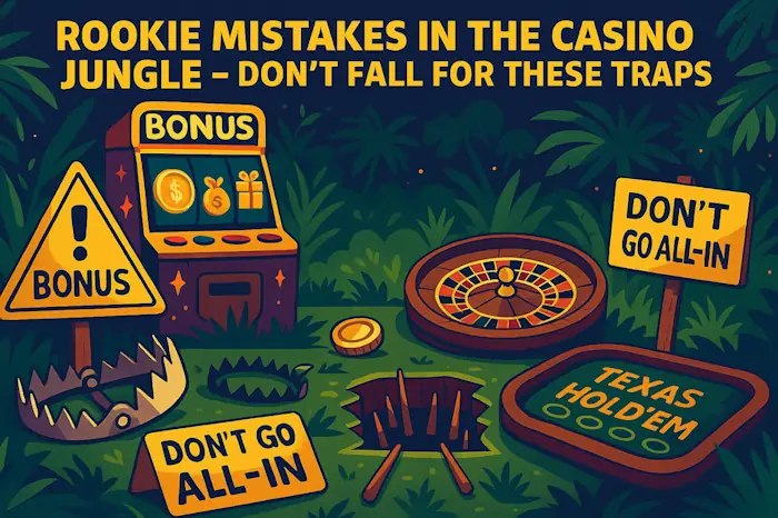 Rookie mistakes in the casino jungle – Don't fall for these traps ("bonuses", "don't go all-in"). 