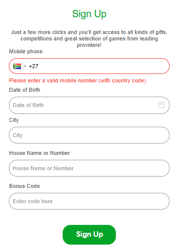 Online casino registration form Online casino registration form