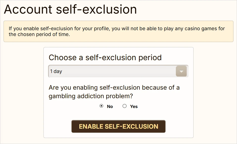 Self-exclusion Self-exclusion